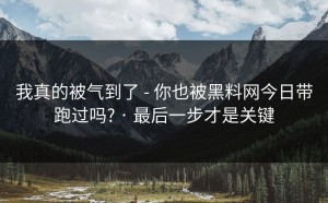 我真的被气到了 - 你也被黑料网今日带跑过吗? · 最后一步才是关键