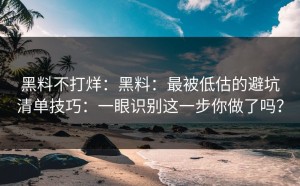 黑料不打烊：黑料：最被低估的避坑清单技巧：一眼识别这一步你做了吗？