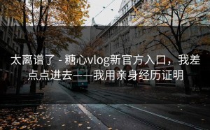 太离谱了 - 糖心vlog新官方入口，我差点点进去——我用亲身经历证明