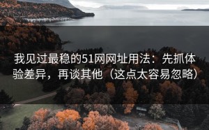 我见过最稳的51网网址用法：先抓体验差异，再谈其他（这点太容易忽略）